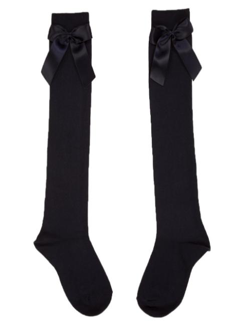 Picture of Carlomagno Socks Overknee Sock Satin Bow - Navy
