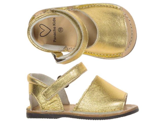 Picture of Panache Baby Shoes Peep Toe Sandal - Gold Leather