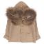 Picture of Meia Pata Unisex Knitted Hooded Coat With Fur Trim - Beige