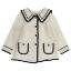 Picture of Marae Girls Wool Coat With Oversized Sailor Collar - Ivory Navy