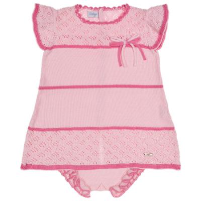 Picture of Rahigo Girls Summer Knit Openwork A Line Dress & Pants Set X 2 - Baby Pink Fuchsia