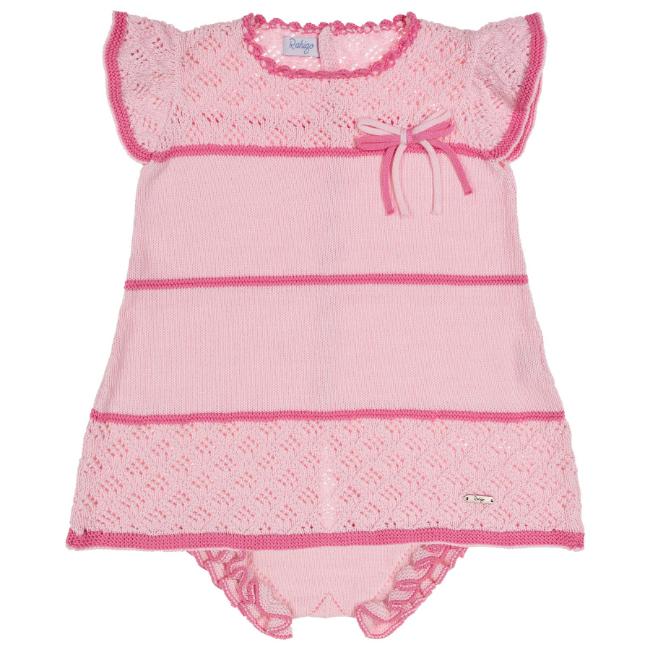 Picture of Rahigo Girls Summer Knit Openwork A Line Dress & Pants Set X 2 - Baby Pink Fuchsia