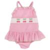 Picture of Anavini Girls Smocked Cherries Vintage Style Skirted Swimsuit - Fuchsia Pink Check