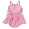 Picture of Anavini Girls Smocked Cherries Vintage Style Skirted Swimsuit - Fuchsia Pink Check