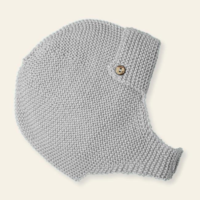 Picture of Mac Ilusion Baby Collection Boys Knitted Aviator Style Bonnet - Moon Grey