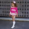 Picture of Ela Confeccion Girls Knitted 3 Piece Jam Pant Set - Fuchsia Pink