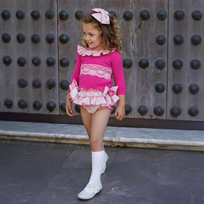 Picture of Ela Confeccion Girls Knitted 3 Piece Jam Pant Set - Fuchsia Pink