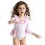 Picture of Meia Pata Girls Pink Stripes Tramonti Long Sleeve Swimsuit - White Pink