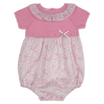 Picture of Granlei Baby Girls Knit & Floral Romper - Fuchsia Pink
