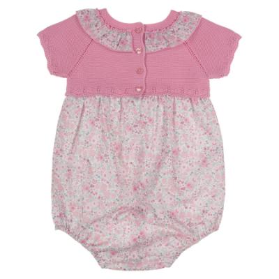 Picture of Granlei Baby Girls Knit & Floral Romper - Fuchsia Pink