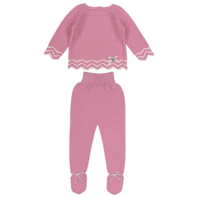 Picture of Granlei Baby Girls Soft Knit ZigZag Sweater & Pant Set X 2 - Fuchsia Pink White