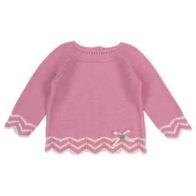 Picture of Granlei Baby Girls Soft Knit ZigZag Sweater & Pant Set X 2 - Fuchsia Pink White