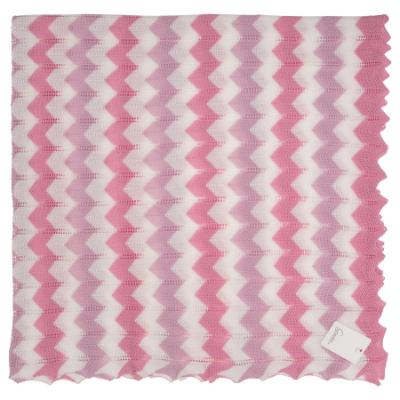 Picture of Granlei Fine ZigZag Knit Baby Shawl - Fuchsia Pink White