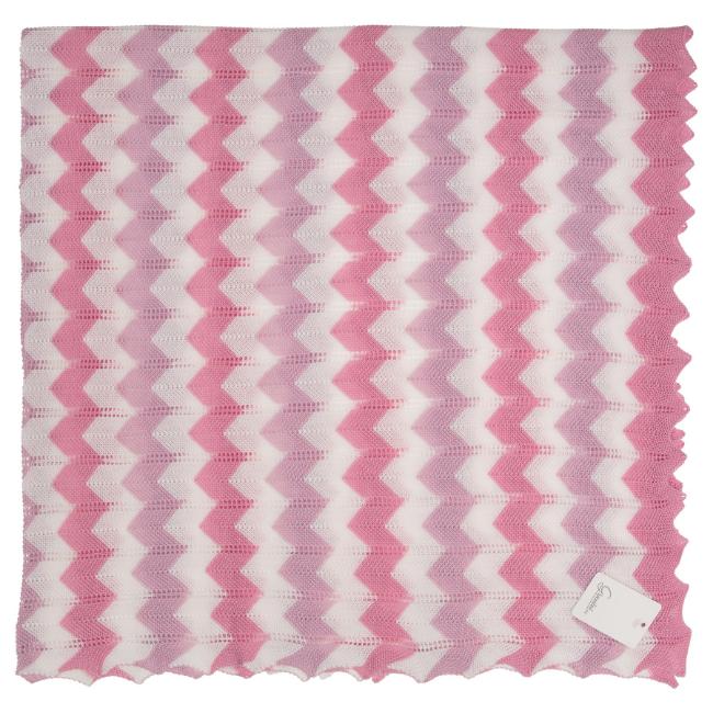 Picture of Granlei Fine ZigZag Knit Baby Shawl - Fuchsia Pink White