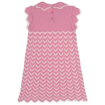 Picture of Granlei Girls Knitted ZigZag Dress - Fuchsia Pink White