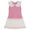 Picture of Granlei Girls Knitted Pleated Dress With Oversized Collar - Fuchsia Pink White