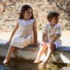 Picture of Deolinda Girls Sunny Wide Stripe Dress - White Yellow