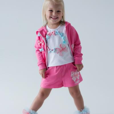 Picture of Daga Girls Magic Bow Applique Hooded Bomber Jacket - Fuchsia Pink