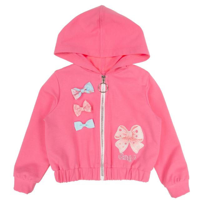 Picture of Daga Girls Magic Bow Applique Hooded Bomber Jacket - Fuchsia Pink