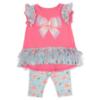 Picture of Daga Girls Magic Bow Ruffle Tunic & Print Legging Set X 2 - Fuchsia Pink Aqua Blue