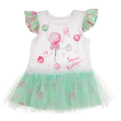 Picture of Daga Girls More Sugar Lollipop Applique Dress - White Fuchsia Green