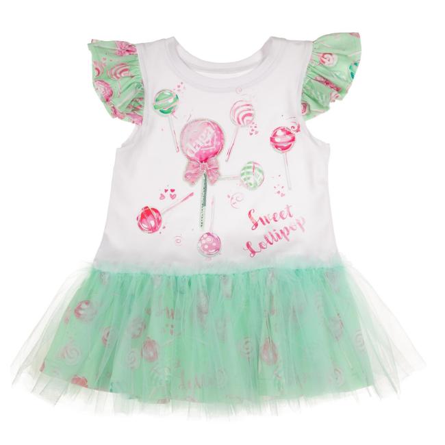 Picture of Daga Girls More Sugar Lollipop Applique Dress - White Fuchsia Green