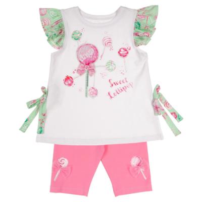 Picture of Daga Girls More Sugar Tunic & Leggings Set X 2 - White Green Fuchsia