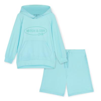 Picture of Mitch & Son JNR Henry Hoodie Short Set - Turquoise