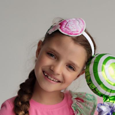 Picture of Daga Girls More Sugar Bow Lollipop Headband - Fuchsia Pink Green