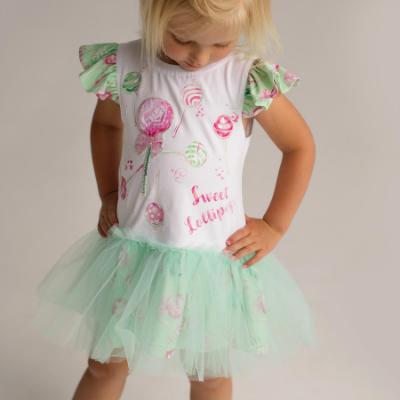 Picture of Daga Girls More Sugar Lollipop Applique Dress - White Fuchsia Green