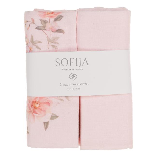 Picture of Sofija Baby Agnes Pack Of 2 Large Muslins - Pink Floral