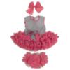 Picture of Ela Confeccion Girls Ruffle Summer Dress Panties Hairbow Set X 3 - Grey Fuchsia