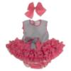 Picture of Ela Confeccion Girls Ruffle Summer Dress Panties Hairbow Set X 3 - Grey Fuchsia