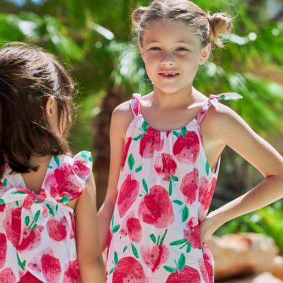 Picture of Tutto Piccolo Summer Strawberry Collection Girls Onesie - Fuchsia