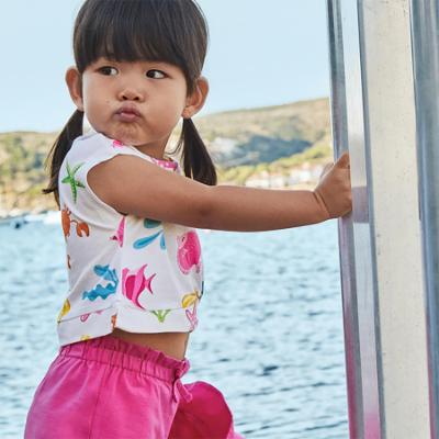 Picture of Mayoral Toddler Girls Summer Sealife Shorts With X 2 Tops Set X 3 - Fuchsia White