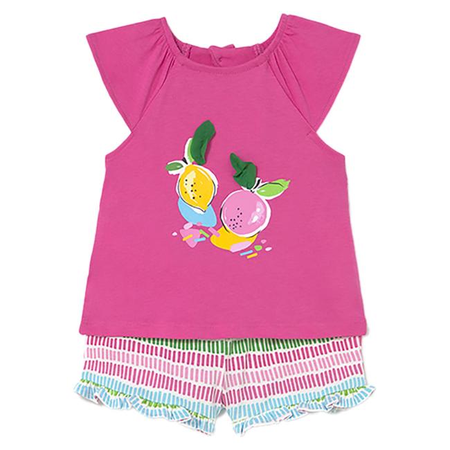 Picture of Mayoral Toddler Girls Summer Top & Shorts Set X 2 - Fuchsia Multi