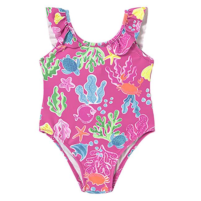 Picture of Mayoral Toddler Girls Summer Sealife Print Swimsuit - Fuchsia Pink