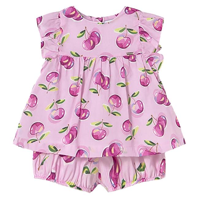 Picture of Mayoral Toddler Girls Summer Cherries Print Jampant Set X 2 - Malva Pink