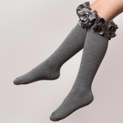 Picture of Caramelo Kids Girls Ruffle Ribbon Knee High Socks - Grey