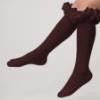 Picture of Caramelo Kids Girls Ruffle Ribbon Knee High Socks - Brown