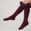 Picture of Caramelo Kids Girls Ruffle Ribbon Knee High Socks - Maroon Burgundy