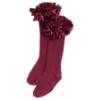Picture of Caramelo Kids Girls Ruffle Ribbon Knee High Socks - Maroon Burgundy