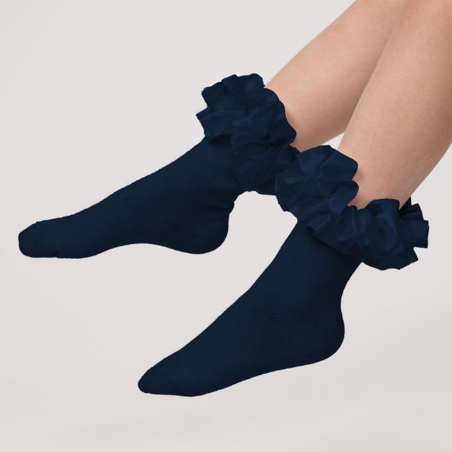 Picture of Caramelo Kids Girls Satin Ribbon Ankle Socks - Navy