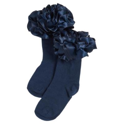 Picture of Caramelo Kids Girls Satin Ribbon Ankle Socks - Navy