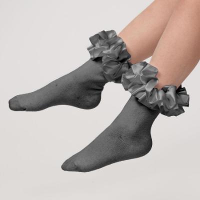 Picture of Caramelo Kids Girls Satin Ribbon Ankle Socks - Grey