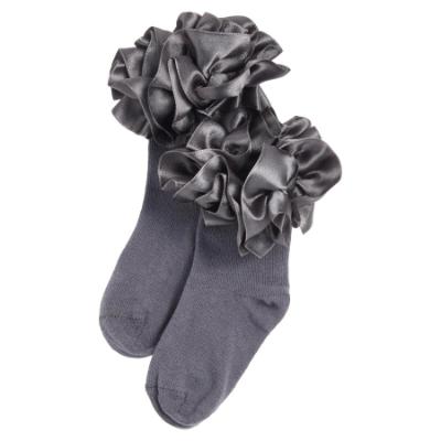 Picture of Caramelo Kids Girls Satin Ribbon Ankle Socks - Grey