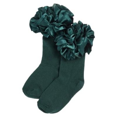 Picture of Caramelo Kids Girls Satin Ribbon Ankle Socks - Bottle Green
