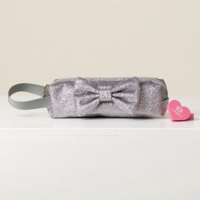 Picture of Caramelo Kids Glitter Pencil Case With Padded Bow - Grey Glitter