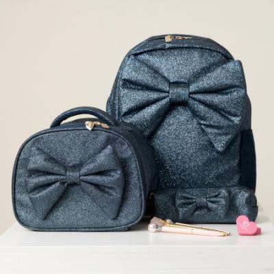 Picture of Caramelo Kids Glitter Pencil Case With Padded Bow - Navy Glitter