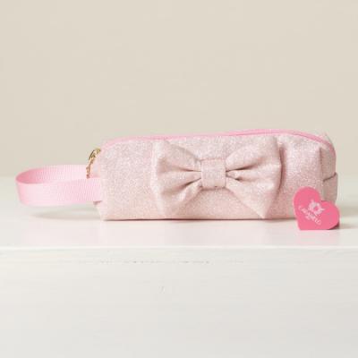 Picture of Caramelo Kids Glitter Pencil Case With Padded Bow - Pink Glitter